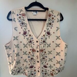 Embroidered Floral Beige Sleeveless Blouse